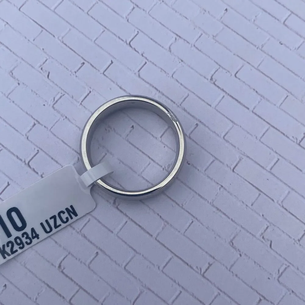 Men’s Stainless Steel Ring Size 10 Silver Band w/ CZ Accent